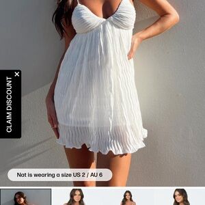 Princess Polly White Pleated Babydoll Mini Dress